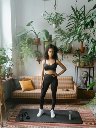 home fitness with dumbbells